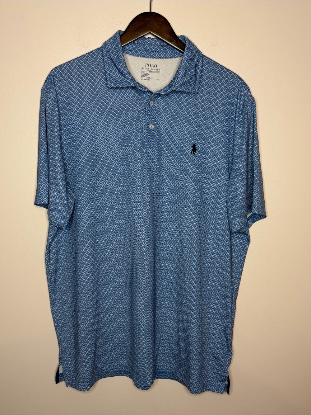Polo Ralph Lauren Performance Blue Print Short Sleeve Polo Mens Large